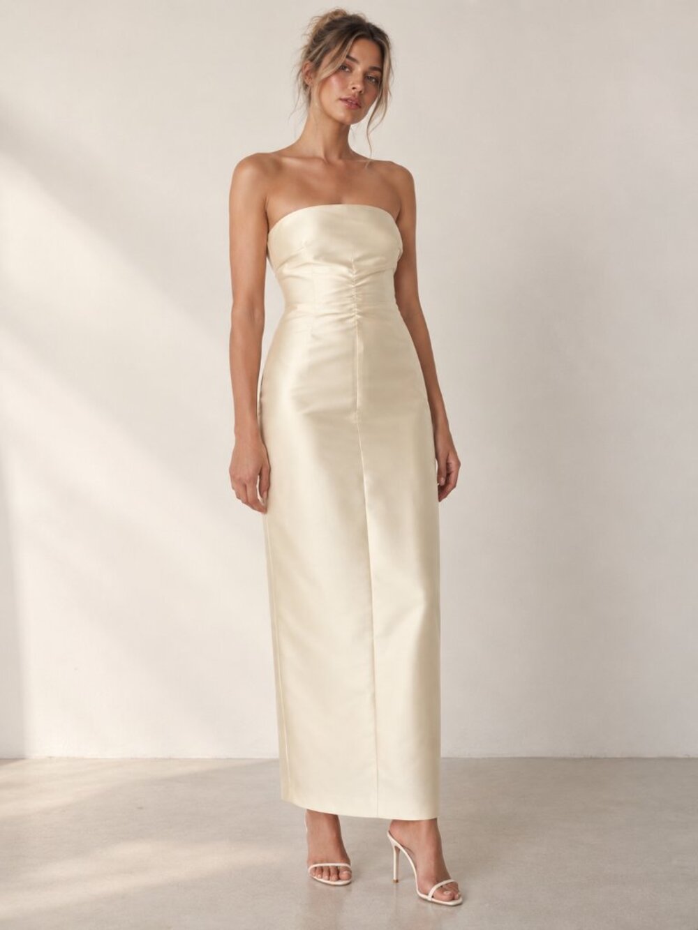 REFORMATION Luda Strapless Midi Dress in Butter NEW NWT $698 MSRP